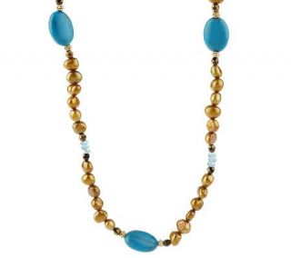 Avindy Sterling Cultured FreshwaterPearl & Turquoise 36 Necklace