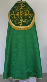 New GREEN Benediction Roman COPE & Stole Set IHS (CV_D4F) French