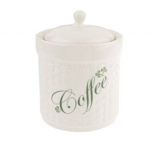 Belleek Everyday Coffee Canister with Shamrock Detail —
