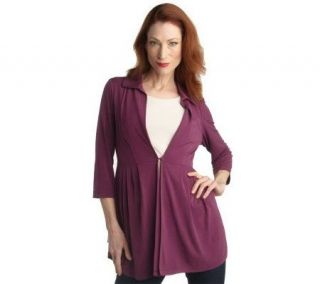 George Simonton Milky Knit Collared V neck Pleated Cardigan — 