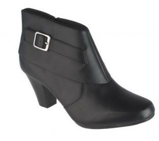 As Is Clarks Bendables Leath er Side Zip Ankle Boots —