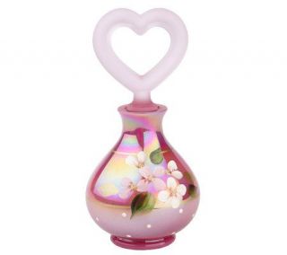 FentonArtGlass Handpainted Raspberry Opalescent 6 Perfume Bottle