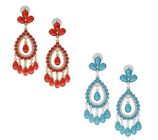 Susan Graver Set of 2 Colorful Beaded Chandelier Earrings —