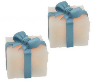 Candle Impressions S/2 Flameless Present Candles w/Bows & Timer 