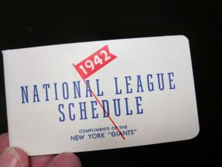  League Baseball Schedule Compliments of The New York Giants VG