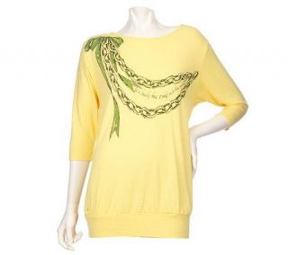 Bob Mackies Chain of Love Pullover Knit Top —