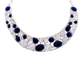 Bold Multi Gemstone Tonal Sterling Collar Necklace —