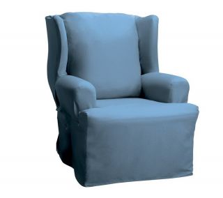 Sure Fit Cotton Duck Wing Chair Slipcover —