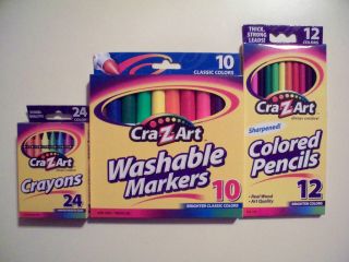   Supplies Set Lot3 MARKERS PENCILS CRAYONS Artist Colors NEW Crazart