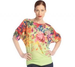 George Simonton Floral Watercolor Sweater Knit Top —