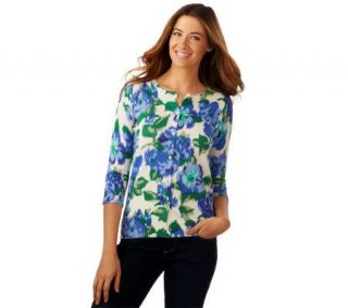 Isaac Mizrahi Live Print 3/4 Sleeve Cardigan —