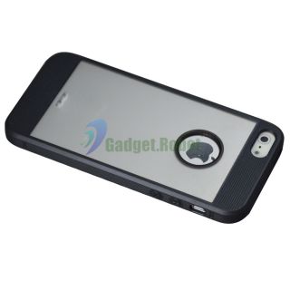 Black PC Hybrid Gel TPU Case Hard Back Cover for Apple iPhone 5 5g 5th