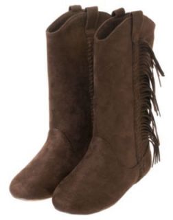 GYMBOREE GIRL BROWN COWGIRLS AT HEART FAUX SUEDE FRINGE BOOTS SHOES 11