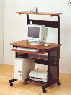 Compact Wheeled Mobile Computer Desk with Storage Shelf