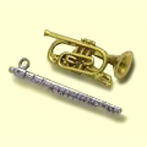 brass band mascot miniature instruments cornet flute