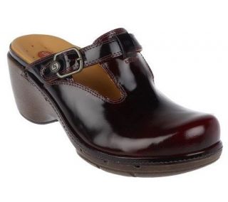 Clarks Unstructured Patent Leather Buckle Detail Clogs —