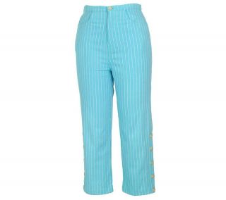 Denim & Co. Original Waist Stretch Striped 2 Pocket Crop Pants