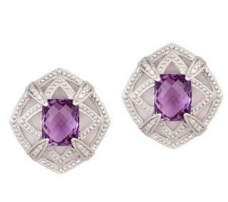 Judith Jack 1/10 cttw Diamond & 6.50c Amethyst Sterling Earrin