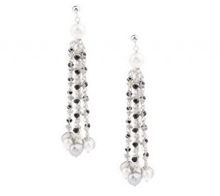 Honora Sterling Cultured Pearl Tassel Earrings with Gemstones
