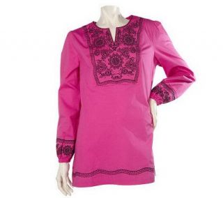 Victor Costa Occasion Embroidered Tunic with Side Vents —