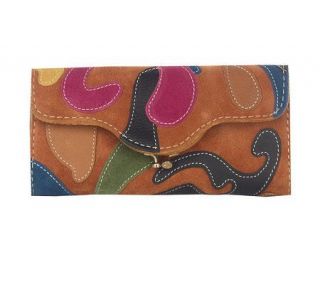 Lucky Brand Leather Swirl Patchwork Clutch Wallet —