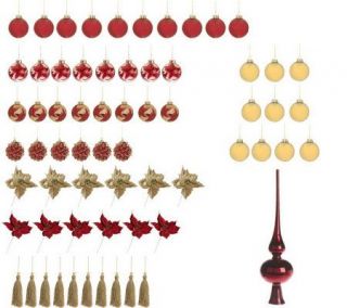 65 Piece Poinsettia Ornament and Floral Tree —