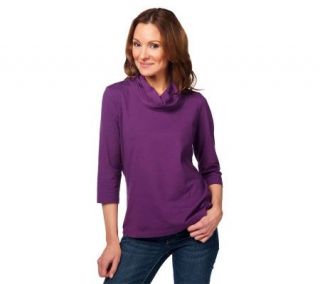 Denim & Co. Essentials 3/4 Sleeve Drape Neck Knit T Shirt —