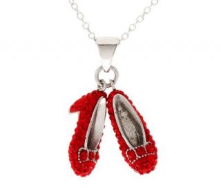 Wizard of Oz Sterling Small Crystal Ruby Slippers Pendant w/Chain 