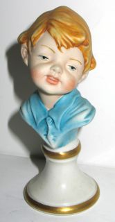 Vintage Capodimonte Character Doll Boy 4 Bust Cortese