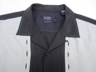  Nast Combo Black Gray Silk Short Sleeve Shirt Size XL Very Good Cond