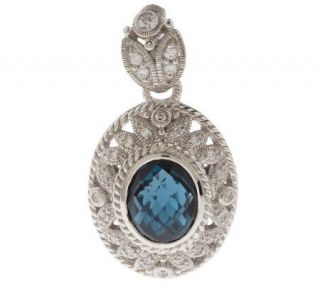 Judith Ripka Sterling 4.80ct Diamonique & London Blue Topaz Enhancer 