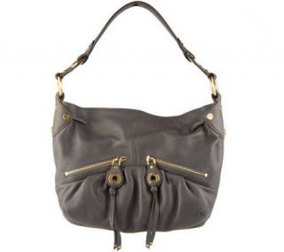 Makowsky Glove Leather Zip Top Shoulder Bag w/ Zipper Pockets