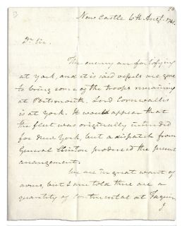  Revolutionary War Letter Signed Re Cornwallis Final Stand (Yorktown
