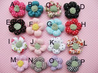 20 Padded Dots Cotton Fabric Flower Appliques U Pick