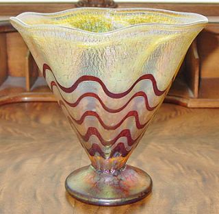 lovely hand blown art glass tulip vase in translucent gold glass with