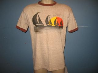 Vintage 80s Corpus Christi Texas Ringer T Shirt Medium Surf Sun Beach