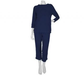 Sport Savvy Stretch French Terry TapedSweatshirt and Crop Pants
