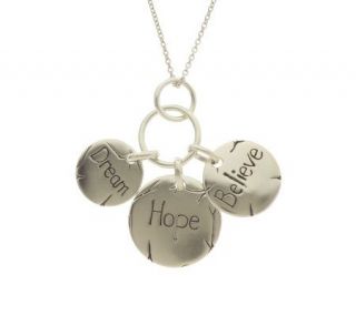Sterling Dream, Hope, Believe Message Charm Necklace —
