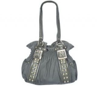 KathyVanZeeland FauxUltra Suede Belted Shopper with Stud and Buckle 