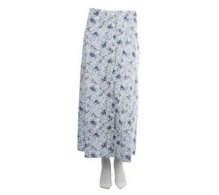 Denim & Co. Button Front Floral Print Skirt —