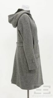 CoSTUME NATIONAL Black & White Wool Latch Hooded Coat Size 42