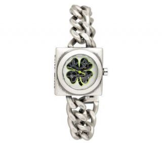 Lucky Brand Ladies Antiqued Silvertone Watch with Clover —