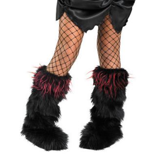 Black Fur Boot Covers Kids Halloween Costume Accessory