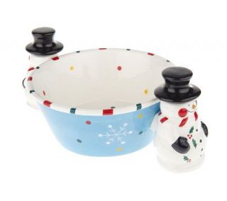 Temp tations Snowman Bowl with 2 Dip Spreaders —