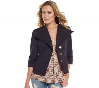 Luxe Rachel Zoe 3/4 Sleeve Denim Jacket w/3 Button Closure —