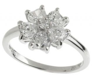 Diamonique 1.25 ct tw Heart Cut Flower Ring, Sterling —