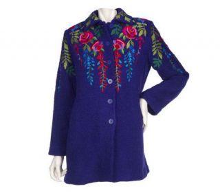 Linea by Louis DellOlio Floral Embroidered Topper Jacket —