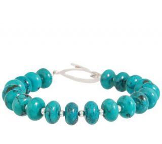 Turquoise Average Size Rondel Bracelet w/ Sterling Toggle Clasp