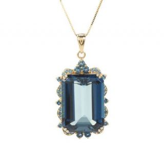 Premier 45.0 ct tw LondonBlueTopaz Pendant with Chain, 14K   J265075