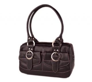 Michael Rome Italian Leather Zip Top Bag w/ Circle Hardware — 